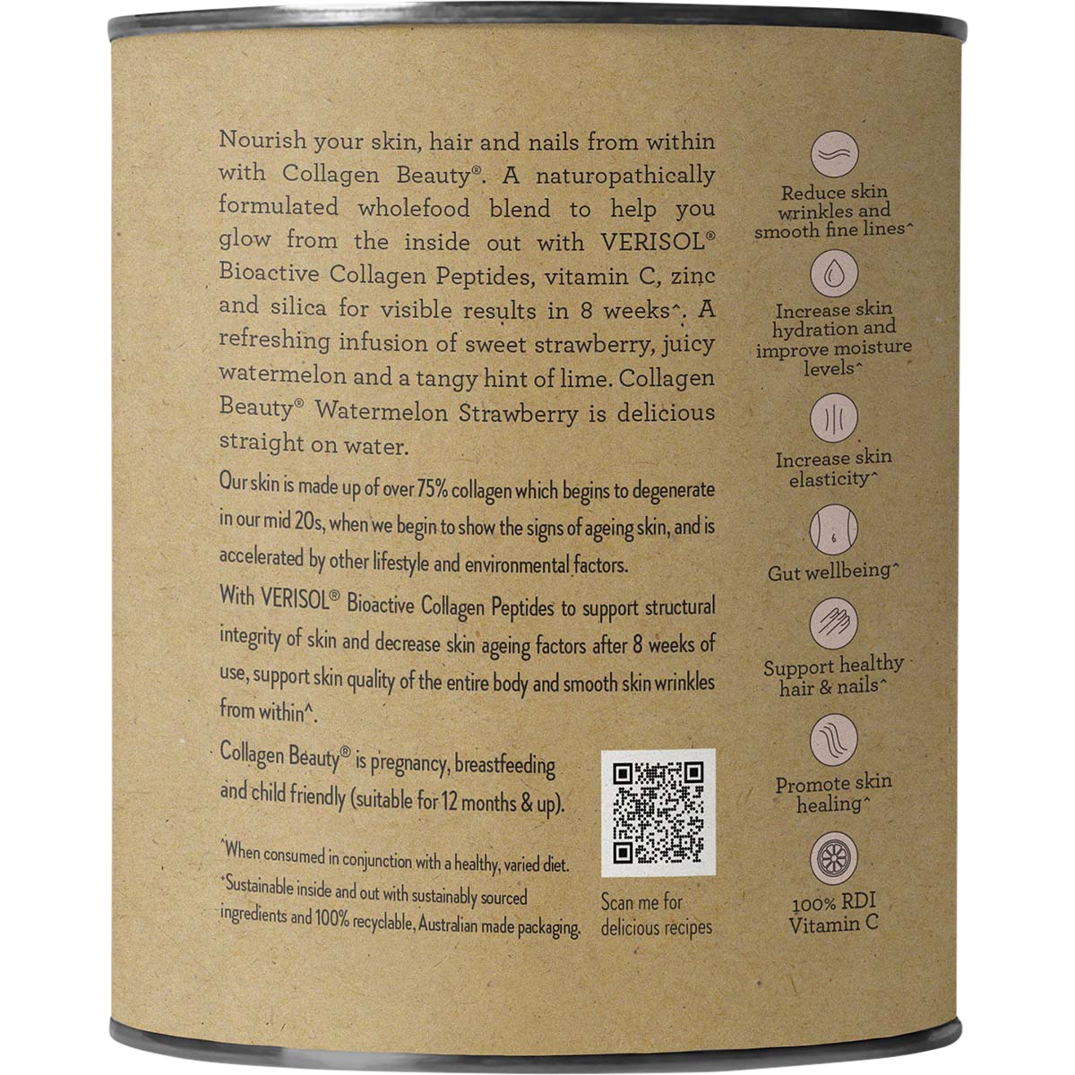 NUTRA NATURALS Collagen Beauty Watermelon Strawberry 225g