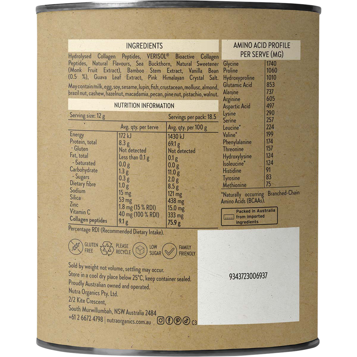 NUTRA NATURALS Collagen Beauty Vanilla 225g