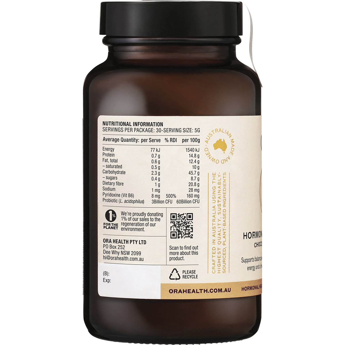 ORA HEALTH Hormonal Balance Powder Chocolate 150g